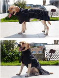 ODSSDAPU Dog Raincoat - Waterproof Winter Jacket with Velvet Inner, Reflective Strip, Black, 3XL