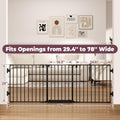 Cideny 29.4-78" Extra Wide Baby Gate, Long Dog Gates Indoor for Doorways Stairs, Essential Large Safety Gate for Child Toddler with Anti-Trip Pedal, Adjustable Pet Gate, 28" Tall 3 Metal Panels Black