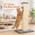 YULOYI Cat Scratching Post for Large Indoor Cats & Kittens, Cat Scratcher with Extra Large Stable Base and Natural Sisal, Sturdy Cat Scratch Post to Protect Furniture & Couch, Grey, 32 Inch