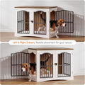 HOOBRO 31.5" Wooden Dog Crate Furniture, Heavy Duty Dog Kennel Indoor with 3 Doors, Dog Cage for Small/Medium/Large Dogs