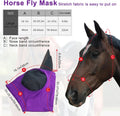 Fly Masks for Horses with Ears Set of 3, Comfort Fit Stretchy Fabric with UV Protection Soft on Skin Breathability for A