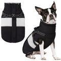 SUNFURA Small Dog Coat with Harness Built in, Warm Dog Jacket Winter with Zipper On Back, Waterproof Pet Snow Jacket Snowsuit Pet Sweater Clothes for Schnauzer, Yorkshire Terrier, Black S