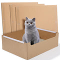 4 PCS Disposable Litter Boxes for Cats, Foldable Cardboard Cat Litter Box, Portable Waterproof Travel Litter Box for Cats（16.7x12.8x5.3 Inch）