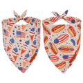 ADOGGYGO American Flag Dog Bandana, Ice Cream Hamburg Flag Pet Scarf, Premium Durable Fabric, Patriotic 4th of July Bandanas for Medium Large Dogs Pets (Large)