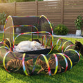 Naielfopet Outdoor Cat Enclosure, 2-in-1 Portable Pop Up Cat Mesh Tent with Tunnel for Cat Run, Easy Set Up and Foldable Catio Playground for Indoor Cats, Rabbits & Small Animals, Includes Storage Bag