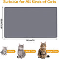Cat Food Mat 51" x 26" Large Silicone Mat with Raised Edge Gray