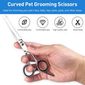 Professional Curved Dog Grooming Scissors with Rounded Tips, Cat Shears, 4CR Stainless Steel Curved Blades, Pet Home Grooming Tools
