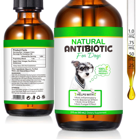 NenMaoKeNu Antibiotics for Dogs, Natural Antibiotics for Dogs, Dog Multivitamin for Pets, Dog Supplies Antibiotics, Dog Allergy and Itch Relief - 60ML