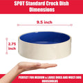 SPOT Standard Crock Dish - Heavy Duty, Non-Slip, Round Ceramic Food/Water Bowl for Pets, Ideal for Medium to Large Dogs or Multiple Animals, Dishwasher Safe - 9.5 in, 8 Cups, (64 Oz)