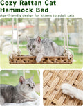 SETVSON Cat Window Perch Cat Window Hammock Bed for Indoor Cats, Large Handwoven PE Rattan Window Seat, 4 Suction Cups, Double Sided Washable Cushion Bed, 2.3 Inch Fence Shelf, for Pet Kittens Natural