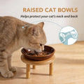 Havniva Elevated Cat Bowls, Ceramic Cat Bowl with Bamboo Stand Wide Opening