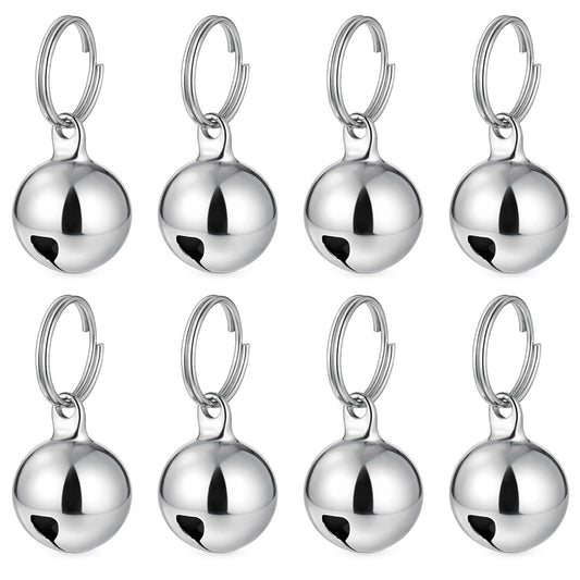 QFGasre 8 Pack Pet Bells for Dog Cat Bells Collar Charm for Puppy Pet Pendant Accessories Anti-Lost Training Bell for Collars Dogs Training Bell Collar for Dogs and Cats DIY Crafts Decorations Silver