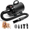 Blanlody High Velocity Dog Hair Dryer 5.2HP/ 3800W Professional Dogs Blower Grooming Dryer, Adjustable Temperature and Speed Pet Dryers with 4 Nozzles and a Comb, Black