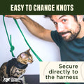 Long Rope Leash for Cats, Small Dogs & Puppies – Heavy Duty, Tangle-Free Lead for Walking, Training & Outdoor Play – Durable Nylon Pet Leash (Green 14FT)