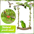 Hiwzitar Natural Wood Bird Swing Perch with Decorative Leaves - 7.1" Durable Bird Stand Platform Toy for Cage, Hanging Budgie Parakeet Hammock Accessories for Lovebirds, Cockatiels, Conures, Finches