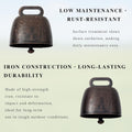 8-Pieces Metal Grazing Bells for Pets and Livestock, Loud Metal Cow Bells with Red Bronze Finish for Dogs, Cats, Sheep, 