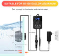 2100GPH Aquarium Wave Maker with Controller Mini DC 24V 12W Powerhead with Magnetic Mounting, Wavemaker with LED Display