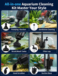 Gravel Vacuum for Aquarium, 6 in 1 Fish Tank Cleaner Tool Kit Electric Vacuum Gravel Cleaner for Aquarium Automatic Wate