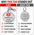 Service Dog Tag Double Sided with Federal Protection & Red Medical Alert Symbol | 1.25 Inch Durable Pet ID Tags | Easily Attach to Collar, Harness, Vest | Service Dog Identification Tag