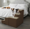 Pet Gear Easy Step Bed Stair for Cats/Dogs, Adjusts to Either Side of Bed, Removable Washable Carpet Treads, Storage Compartment, for Pets Up to 75lbs, Coffee Bean