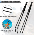 2 Pieces Aquarium Coral Feeder with 2 Pieces Stainless Steel Straight and Curved Feeding Long Tweezers, Acrylic Coral Sp