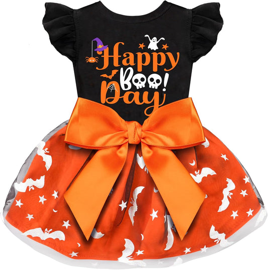 Dog Halloween Outfit Adorable Ruffle Dog Halloween Dress with Elegant Bowknot Tulle Puppy Clothes for Small Medium Dogs 