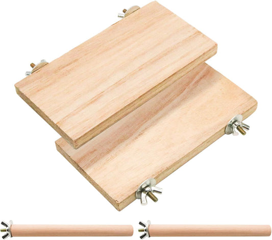 4 PCS Bird Perch Stand Platform Toy, Natural Wood Parrot Perch Stand Stick Play Exercise Gym Bird Cage Accessories Toys 