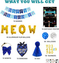 Cat Kitten Birthday Bandanas Cat Birthdays Party Supplies Party Hat Boy with Cat Birthdays Banner Balloons Meow Letter Foil Balloons for Boy Cats Kitten Decorations