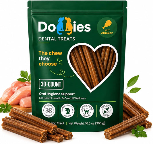 Doggies Dental Treats with Lactoferrin for Dogs, Chicken Flavor, 30 Count