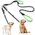 XiaZ Double Dog Leash for Two Dogs, No Tangle with 360° Swivel & 4 Comfortable Handles, Heavy Duty Dual Dog Leash with Highly Reflective Rope, Adjustable Split Leash for Small Medium Dogs, 3/8”Black