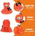 Dog Halloween Dress with Led Light Wreath Puppy Clothes Costumes Outfits for Small Dog Girl