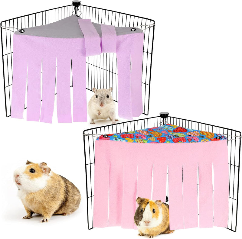 Shappy 2 Pcs Guinea Pig Hideout Hideaway Cage Hammock, Pink Heart