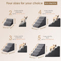 EHEYCIGA Curved Dog Stairs for High Beds 22.6" H, 5-Step Dog Steps, Grey