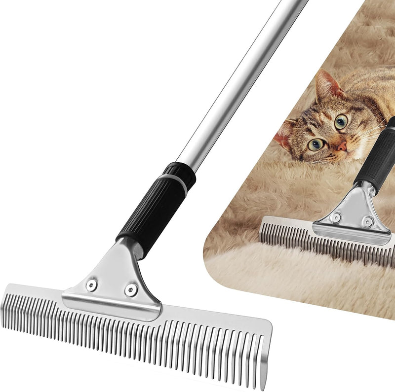 Pet Hair Carpet Rake, Multi-Surface Brush & Broom for Fluffy Rugs & Carpets