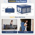 LOOBANI Foldable Dog Playpen with Cover: 1 Min Setup Pet Puppy Playpen Indoor, Sturdy Reinforced Steel/Iron Frame Dog Fence, Portable Whelping Box for Home Dog Cat Rabbit-43.3"x43.3"x27.1"│Patented