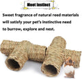 PINVNBY Hamster Grass Tunnel Toy Nature's Hideaway Guinea Pig Tunnels and Tubes Straw Tunnel House with 4 Entrances for 