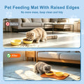 Silicone Pet Feeding Mat with Raised Edge, Washable Dog Cat Food and Water Mat for Floors Waterproof, Anti-Slip Placemen