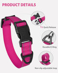 Joytale Dog Collars for Small Dogs, Feather-Light Double-Sided Reflective Nylon Collar for Night Safety, Adjustable Quick-Release for Growing Puppies, Hotpink, S (5/8" Width)