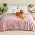 Yaning Waterproof Blanket 80"x90" for Adults, Reversible Waterproof Bed Cover for Dogs Cats Pets, Soft Leakproof Blanket for Bed Couch Sofa Furniture Protector, Dusty Pink/Off White