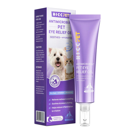 HICC PET Dog Eye Gel, Vet-Trusted Dog Eye Gel Drops, Pet Eye Cleanser Wash, Moisturizes & Refreshes Dry Eyes, Gentle Daily Pet Eye Care Alternative for Dogs, Cats, Horses. 2 fl oz