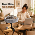 Chumajor Cat Desk Bed - 360° Rotating & Adjustable, Supports 50 lbs, Soft Faux Fur with Dual-Sided Reversible Mat, Modern Indoor Cat Nest Furniture for Office Desks and Game Tables, Island Table