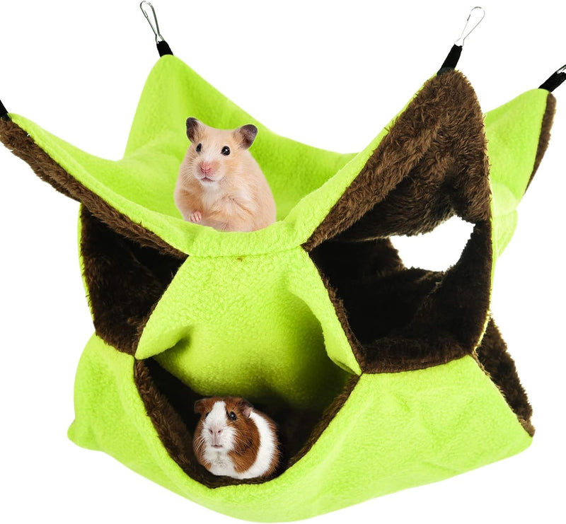 3 Tier Ferret Rat Hammock, Guinea Pig Cage Accessories, Green