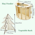 Guinea Pig Hay Feeder Wooden Rabbit Hay Rack Bunny Treat Holder Vegetable Dispenser Foraging Toy Cage Accessories for Ch