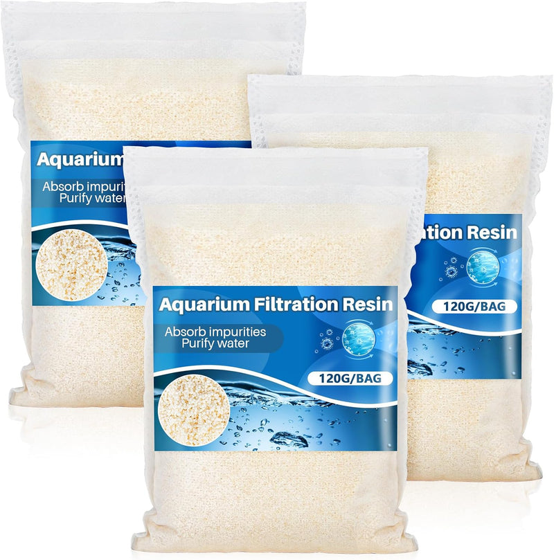 RAINFLOW 3PCS Aquarium Organic Filter Resin - Tannin Remover Media Bags