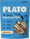Plato Pet Treats Fish Dog Treats - Air-Dried, Single Ingredient Dog Treat - with Omega 3 & 6 Fatty Acids to Support Skin and Coat - 100% Whole Fish - Wild Caught Baltic Herring Dog Treats - 8.5 oz