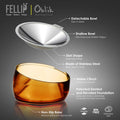 Felli Pet Oblik Whisker Fatigue Cat Food Bowl Raised Stainless Steel Shallow Dish, Pet Design Anti Vomit Tilted Metal Plate Feeder Elevated Acrylic Base for Treats Storage(Gold, 0.5 Cups Shallow Dish)