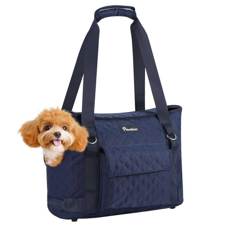 Pawaboo Dog Purse Carrier for Small Dogs with Pocket, Lightweight Dogs and Puppies Tote Bag Carrier, Dog Carriers Soft Sided for Puppy Cat Rabbit, Shopping Travel Puppy Carriers Under 11 LBS,Navy Blue