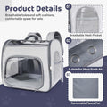 Airline Approved Cat Soft-Sided Carrier Backpack, Airport-Friendly Breathable Mesh Foldable Pet Travel Carrier with Reinforced Support, Portable Puppy Carrying for Kitty Up to 12lbs (Grey)