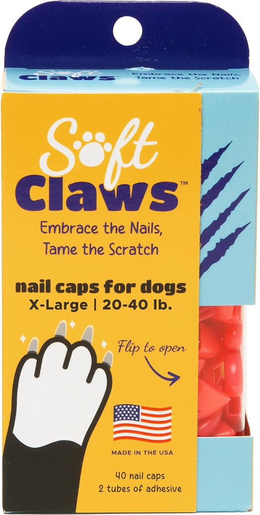 "Soft Claws Nail Caps for Dogs with Non-Slip Design Made in USA - 40 Dog Nail Covers for Long-Lasting Protection of Floo