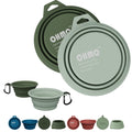OHMO Collapsible Dog Bowl (2 Pack, Camo & Light Green 12oz/400ml) Premium Silicone Pet Water Bowls for Cats & Dogs, Portable Foldable Dog Travel Bowls for Outdoor Camping Hiking